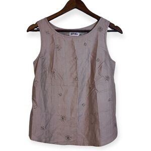 Fabindia Beige Embroidered Tank Top
